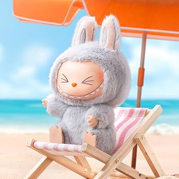 Hehe the Moody Bunny – Portachiavi di peluche "Have a Seat" (edizione grigia)